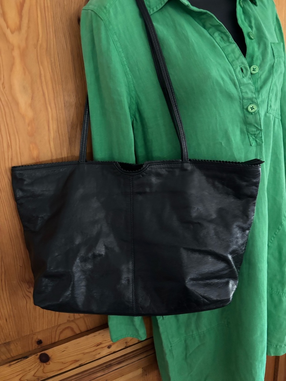 Latico Carmen Black Leather Shoulder Tote Bag